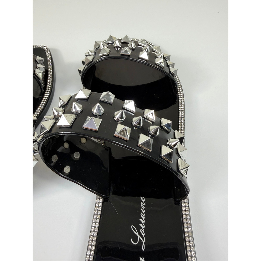 Lauren Lorraine Studley Black Gel Studded Sandals Size 6 Sparkly Rockstud NIB - Picture 3 of 9